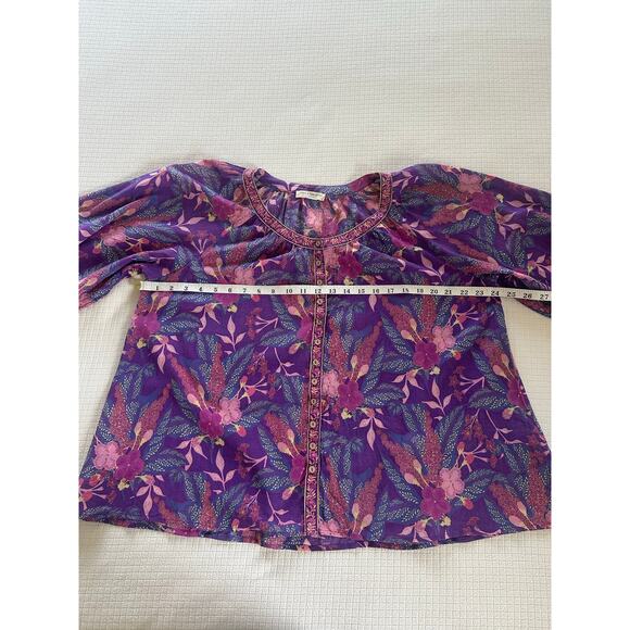 Spell & The Gypsy Bianca Blouse Boho Floral Tunic 100% Organic Cotton Size M - Picture 5 of 9